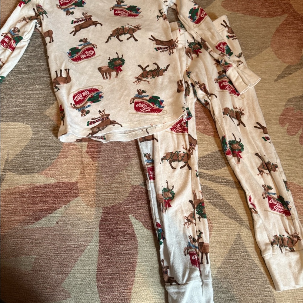 Old Navy Cream Reindeer Pajama Set
